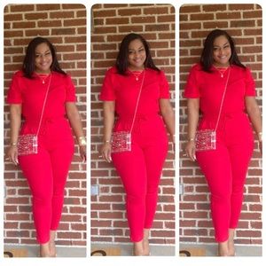 Women’s clothing 2 piece set (red)